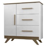 Comoda Retro Vitoria cor Branco e Marrom